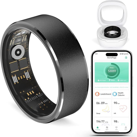 Smart Fitness Ring for Men & Women – Health & Activity Tracker with Heart Rate, Sleep Monitoring, Blood Oxygen, Motion Tracking, and Remote Camera Control, Waterproof & No Subscription Required