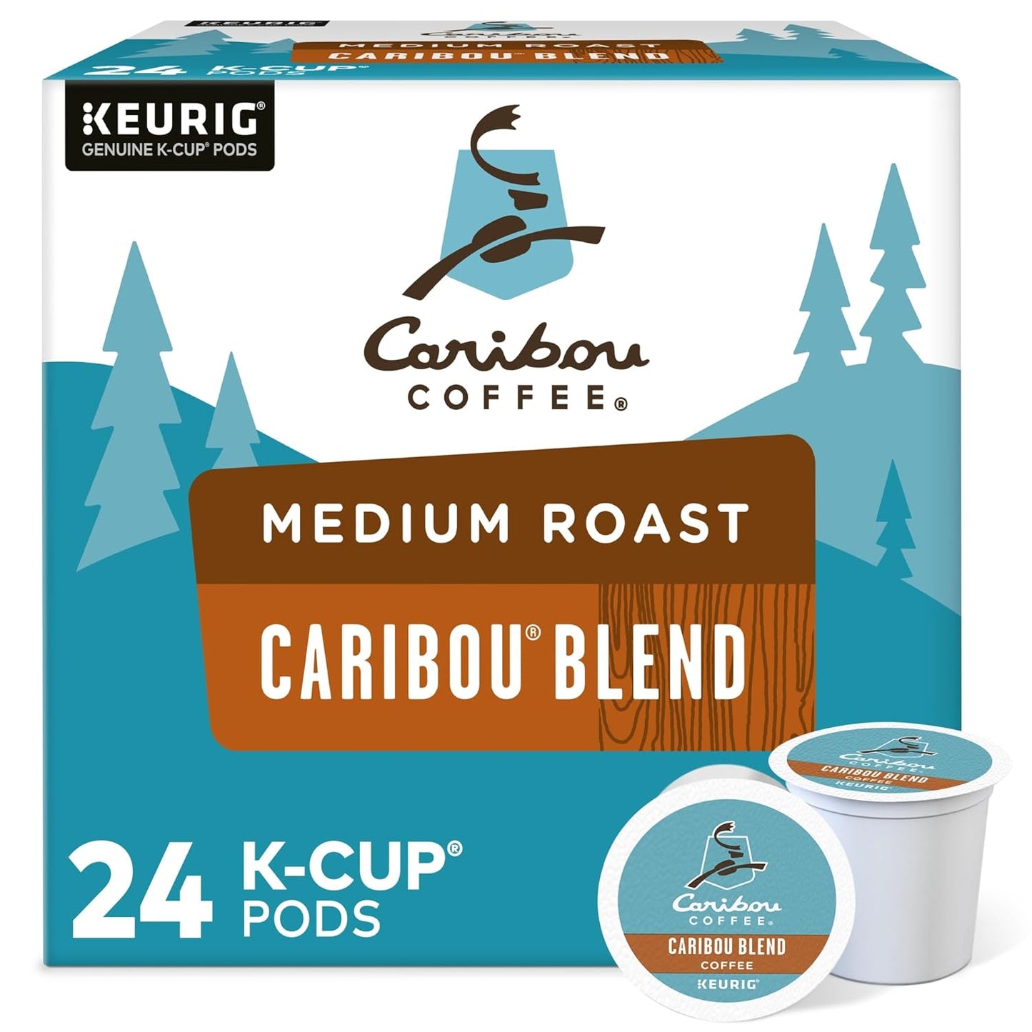 Caribou Coffee Keurig Single-Serve K-Cup Pods, Caribou Blend Medium Roast Coffee, 24 Count