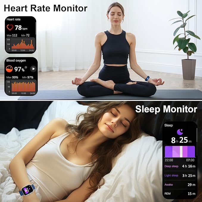 Smart Watch(Answer/Make Calls), 1.91" Smartwatches for Men Women, Fitness Tracker with 110+ Sport Modes, IP68 Waterproof, Heart Rate/Sleep/Spo2 Monitor, Pedometer, Activity Tracker for Android iOS