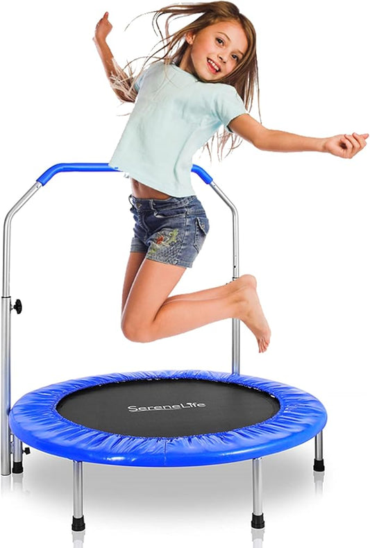 SereneLife 36"/40" Foldable Mini Trampoline - Compact Fitness 150/220 lbs