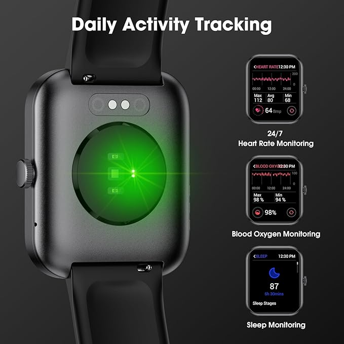 Smart Watch (Answer/Make Call) for Women Men, Fitness Tracker with Heart Rate, Blood Oxygen, Sleep Tracker, IP68 Waterproof Fitness Watch Step Calorie Counter Pedometer Compatible iPhone & Android