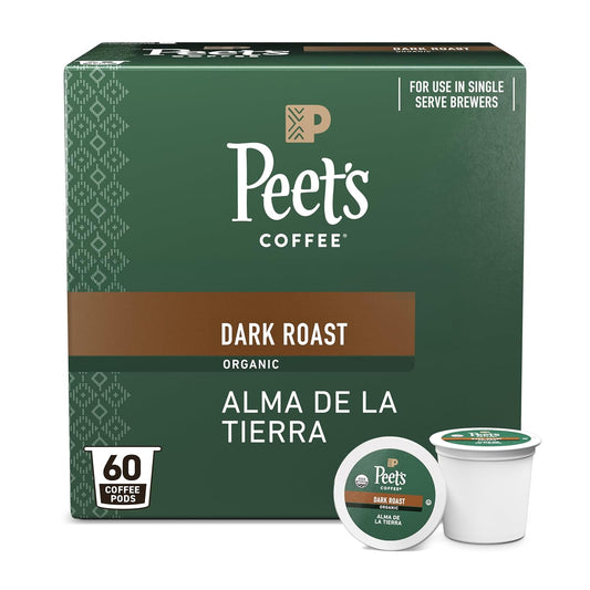 Peet's Coffee, USDA Organic Dark Roast Keurig K-Cup Pods - Alma de la Tierra 60 Count (6 Boxes of 10 K-Cup Pods)