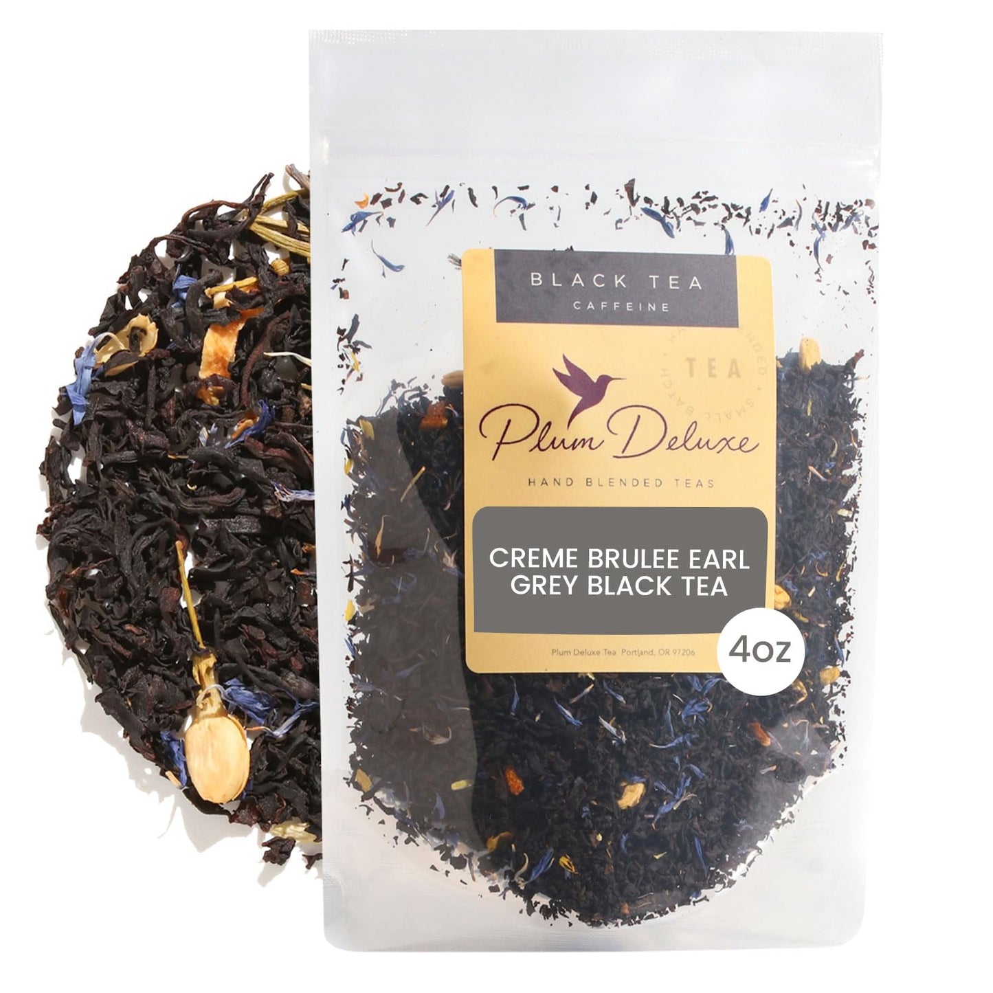 Plum Deluxe Creme Brulee Earl Grey Black Tea (60-80 Cups), Premium Loose Leaf Tea Leaves, Hot or Iced, Sweetener and Dairy Free, No Artificial Flavors