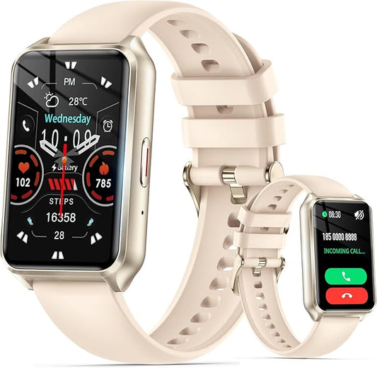 Smart Watch with Fitness Tracker, 1.57-Inch Display, Answer Calls, Sleep Monitor, IP68 Water Resistant (Gold)