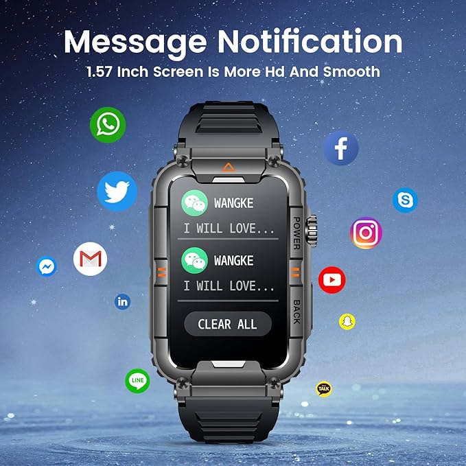 Smartwatch for Men Fitness Tracker Watch: Smart Watch with Answer/Make Call Heart Rate Blood Pressure Sleep Monitor Step Counter 100+ Sports Modes Waterproof 1.57" Activity Trackers for Android iOS