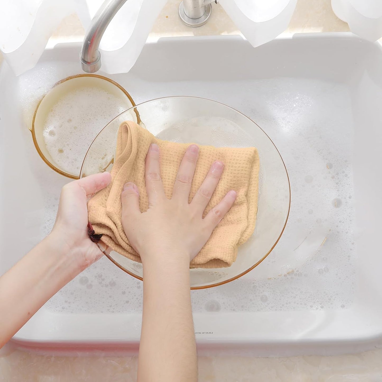 Homaxy 100% Cotton Waffle Weave Kitchen Dish Towels, Ultra Soft Absorbent Quick Drying Cleaning Towel, 13 x 28 Inches, 6-Pack, Apricot