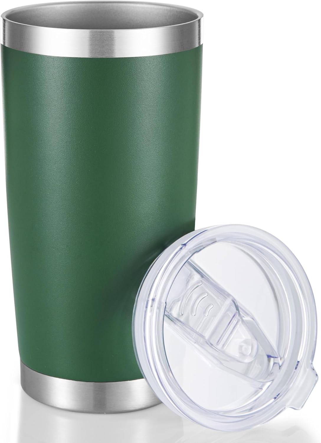 20 oz Tumbler Stainless Steel Tumblers with Lid Double Wall Vacuum Insulated Coffee Mug 20oz Powder Coated Cup for Hot and Cold Drinks, Dark Green, 1 pack
