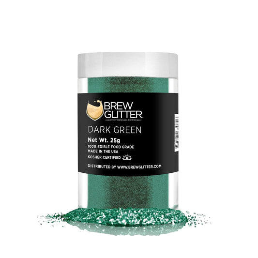 Dark Green BREW GLITTER Edible Glitter For Drinks, Cocktails, Beer, Garnish Glitter & Beverages | KOSHER & HALAL Certified | 100% Edible & Food Grade | Vegan, Gluten, Nut Free (25g, Dark Green)