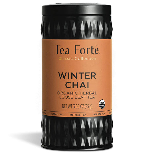 Tea Forte Winter Chai Premium Organic Loose Leaf Caffeine-Free Herbal Tea Blend Canister, Makes 35-50 Cups