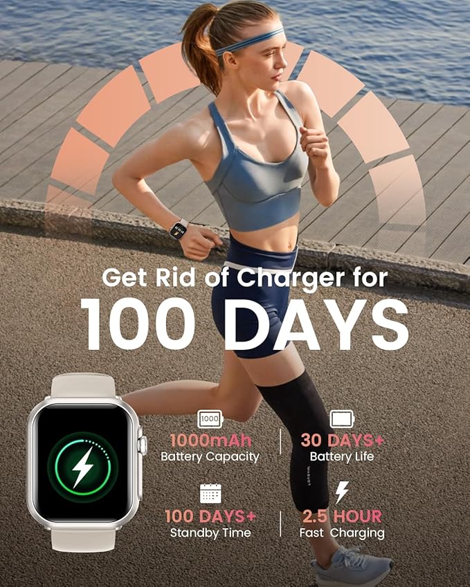 Smart Watches for Men Fitness Tracker: 1.85" Smartwatch with 30 Days+1000 mAh Battery Life Make/Recive Call Heart Rate Blood Pressure SpO2 Sleep Monitor 120+ Sport Mode 5ATM for iPhone Android Phones