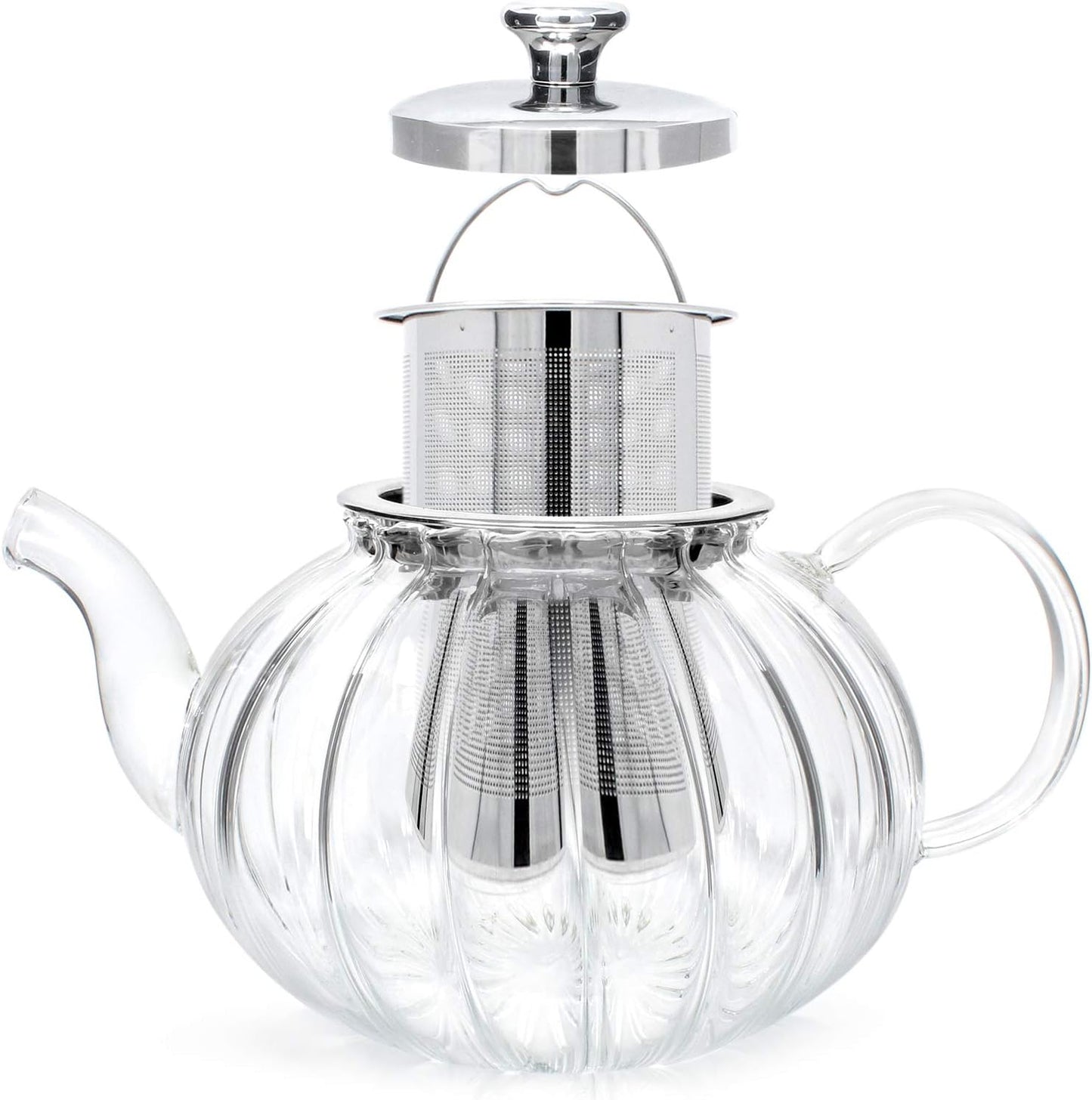 Teabloom Vienna Glass Teapot – Stain-Free Heatproof Glass – Stovetop Safe – Removable Stainless Steel Infuser – Perfect for Loose Leaf Tea – 37 oz. / 1100 ml (3-4 Cups)