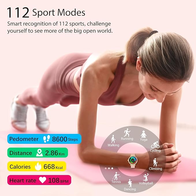 Smart Watches for Women (Answer/Make Calls), Fitness Watch with Heart Rate, Blood Oxygen, Sleep Tracker, Step Tracker, IP68 Waterproof Fitness Tracker, Smart Watch for Women for iPhone & Android