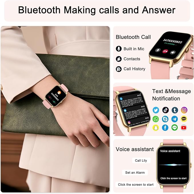 Smart Watch for Women Fitness Tracker: Smart Watches for Women Digital Mens Watches Make/Answer Call Waterproof Running Smartwatch Android Phone iPhone Samsung Compatible Heart Rate Monitor