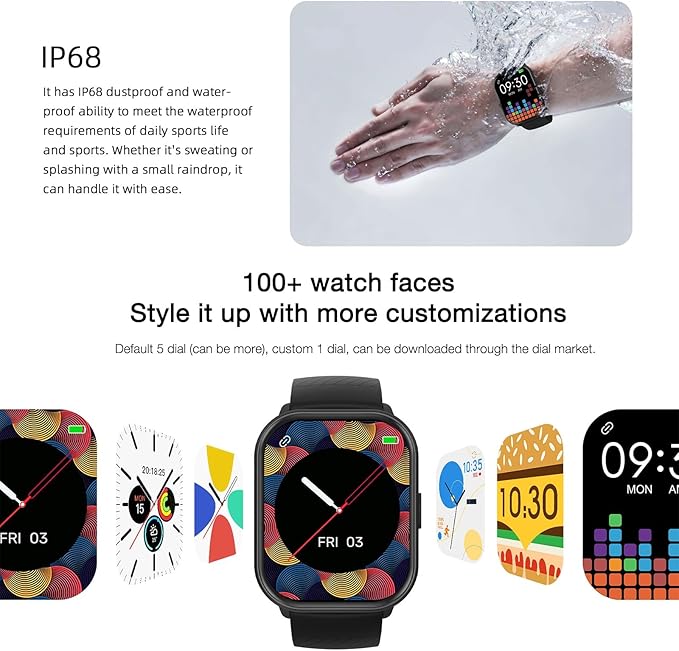 Smart Watch (Answer/Make Calls), 2.01" Fitness Tracker Watch for Men Women, Heart Rate Blood Pressure Monitor Sleep Tracker Step Tracker, Waterproof Smart Watches for Android iOS Phones
