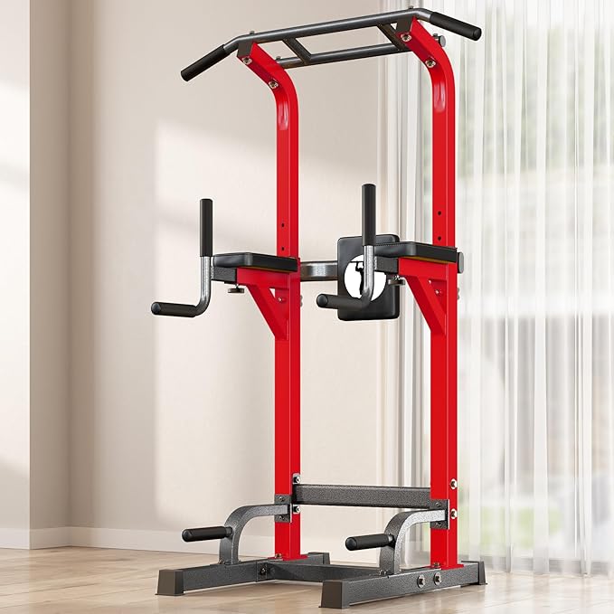 SogesHome Power Tower Pull Up Bar and Dip Stand 10 Adjustable 500LBS