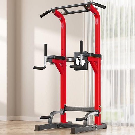 SogesHome Power Tower Pull Up Bar and Dip Stand 10 Adjustable 500LBS