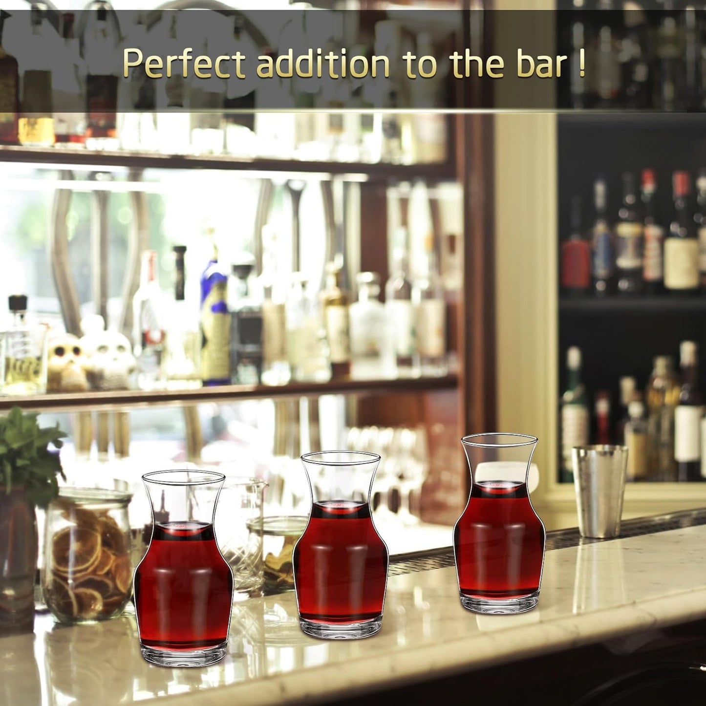 18 Pack Single Serving Wine Carafe Glass Small Mini Carafe Individual Wine Refill Decanter for Dinner Parties Tastings Bars Restaurants (6.5 oz)