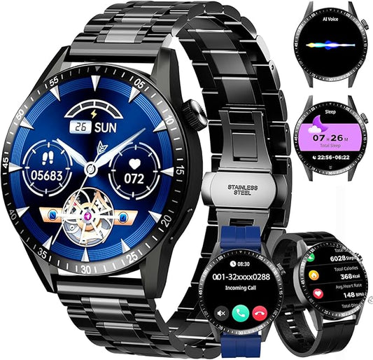 Smart Watch for Men with Answer/Make Calls, 1.39" HD Always Display Fitness Tracker Watch with Waterproof 190+Sports Modes Health Monitor Sleep Monitor for iOS Android (Black)