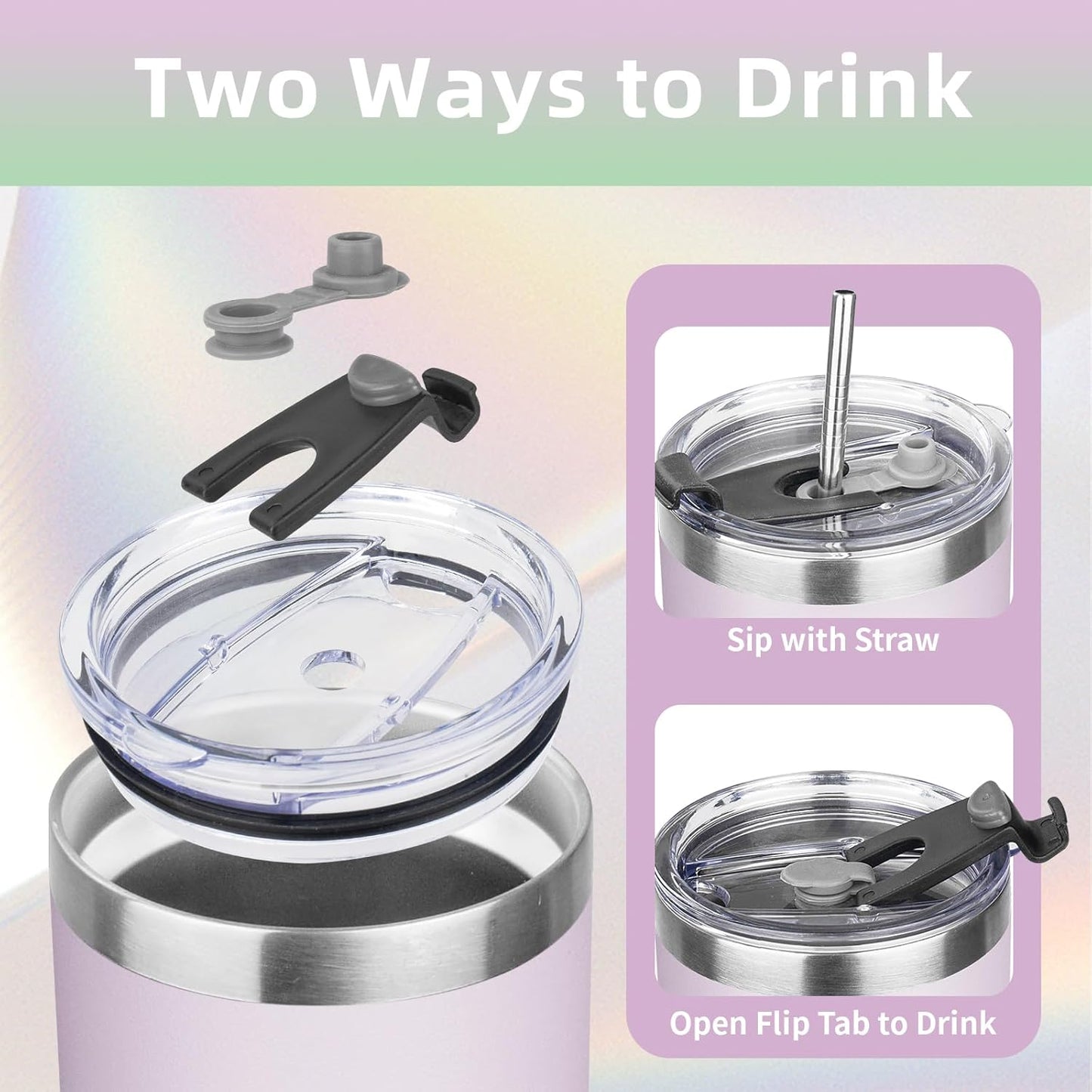 MEZMUT 1 Pack 20oz Insulated Coffee Tumbler with Lids and Straws Double Wall Vacuum Insulated Cup Stainless Steel Travel Mugs Leakproof Powder Coated Tumbler for Indoor Outdoor(Candy Color)