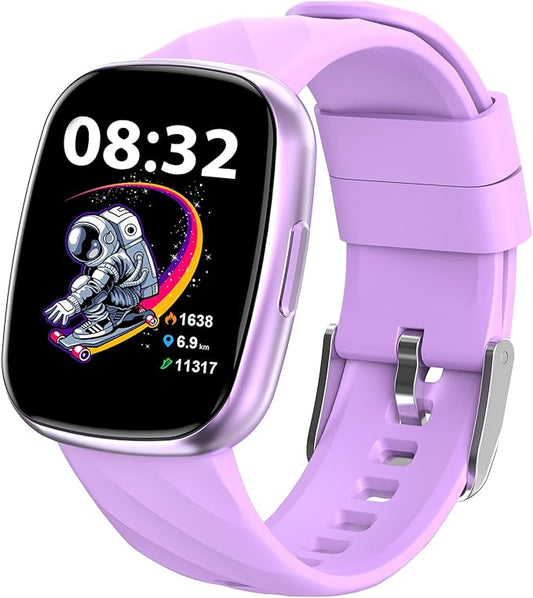 Smart Watch for Kids, Fitness Tracker with Pedometer, 100+ Sport Modes, Heart Rate, Sleep Monitor, Spo2, Calorie Step Counter, Fitness Watch 1.75"HD, Birthday Gifts for Girls Boys Teens 5-16 Purple