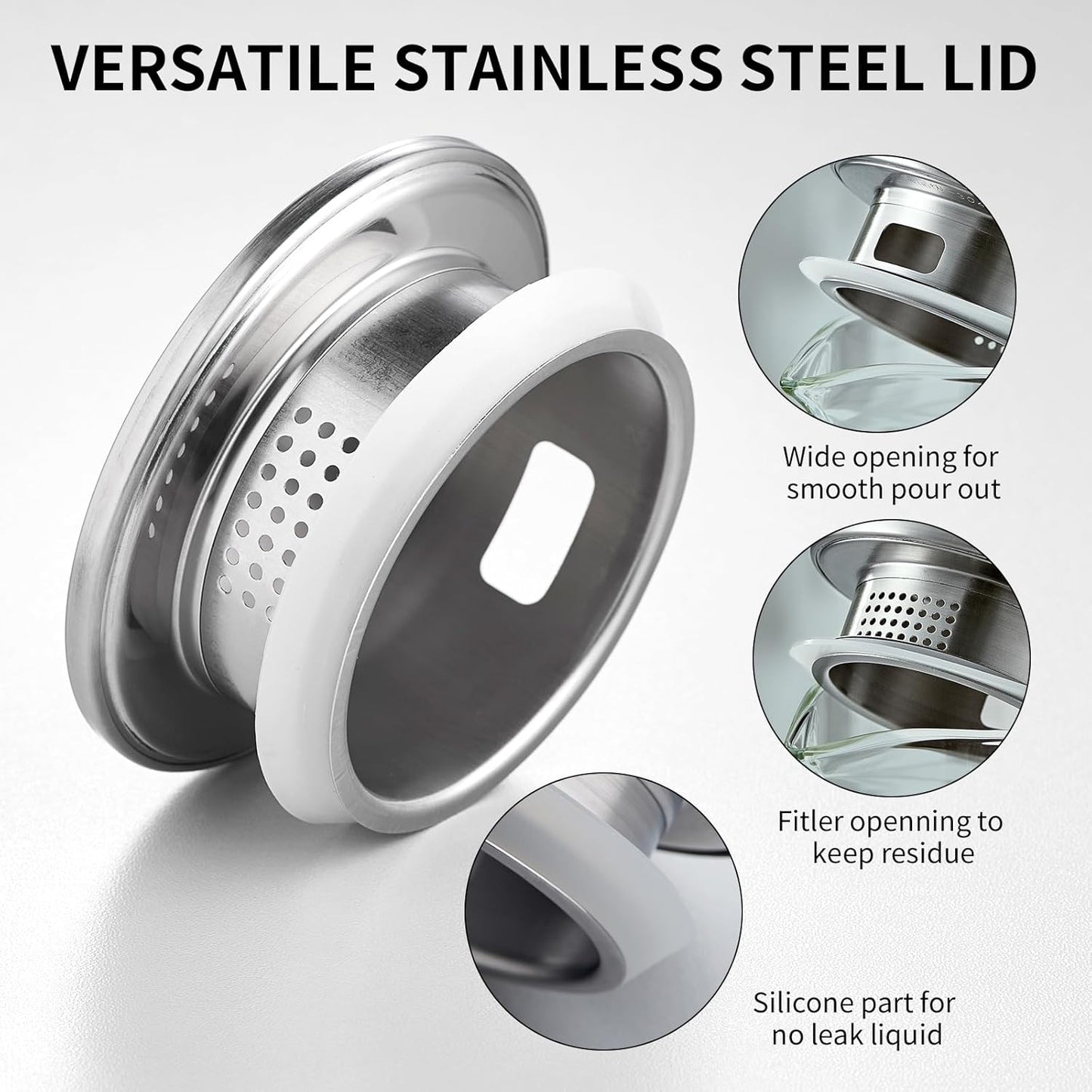 1 Gallon Glass Pitcher with Lid and Spout, Water Jug, 4000ML Carafe for Hot/Cold Water, Large Iced Tea Pitcher for Coffee, Juice and Homemade Beverage