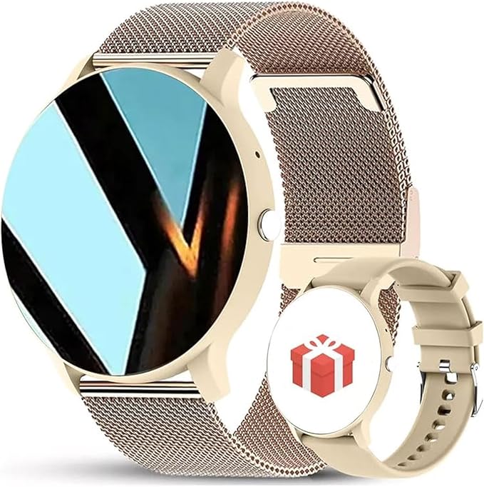 Smart Watch Men Bluetooth Call Fitness Tracker 1.32" HD Full Touch Screen Smartwatch IP67 Waterproof Stainless Steel Sport Watch for Android iOS (C-Yellow)