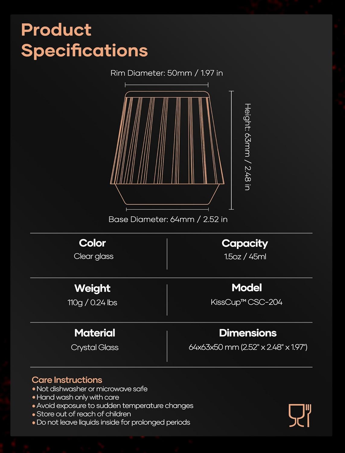 Cocinare Espresso Cups Set of 2, Crystal Clear Espresso Shot Glasses, Ideal Small Demitasse Cups for Pour Over Coffee Maker and Cortado, Essential Coffee Bar Accessories, Gift for Lovers, 1.5 OZ