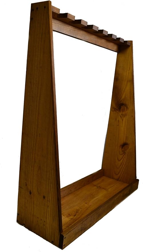 Seven-Gun Wooden Standing Floor Gun Display Rack. Fits Long Guns - Rifles or Shotguns