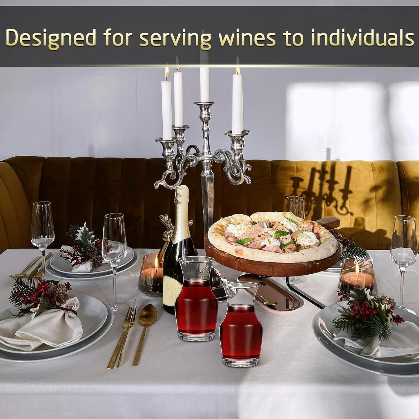 3 Pack Single Serving Wine Carafe Glass Small Mini Carafe Individual Wine Refill Decanter for Dinner Parties Tastings Bars Restaurants (6.5 oz)