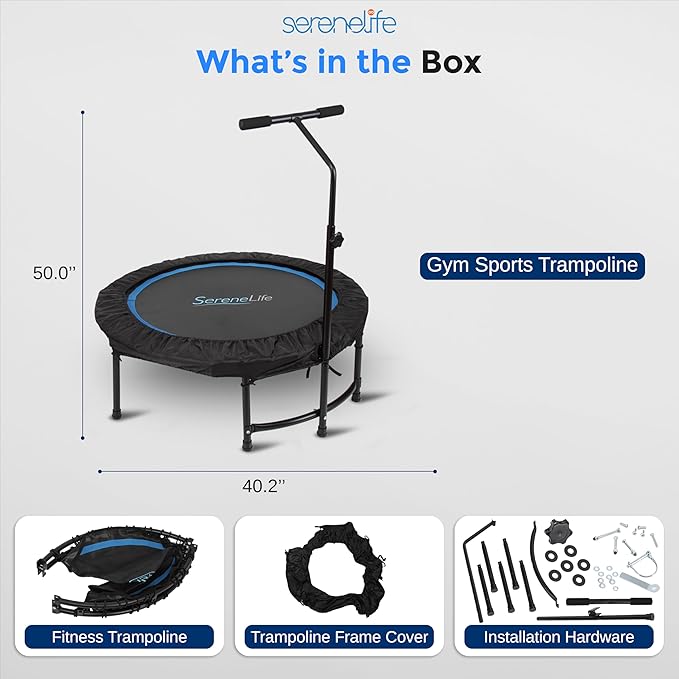 SereneLife 40"/48" Foldable Mini Trampoline - Compact Fitness 264 lbs