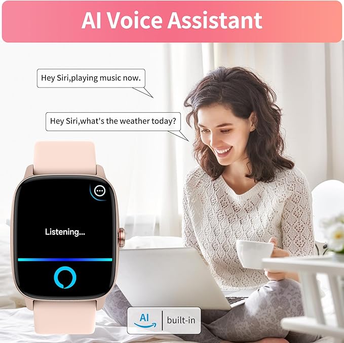 Smart Watch for Men Women, Bluetooth Calling, AI Built-in, IP68 Waterproof, Fitness Tracker, Sleep Monitoring, 1.85'' DIY Dial, 100+ Sports Modes, 7 Days Battery, Compatible with Android & iPhones