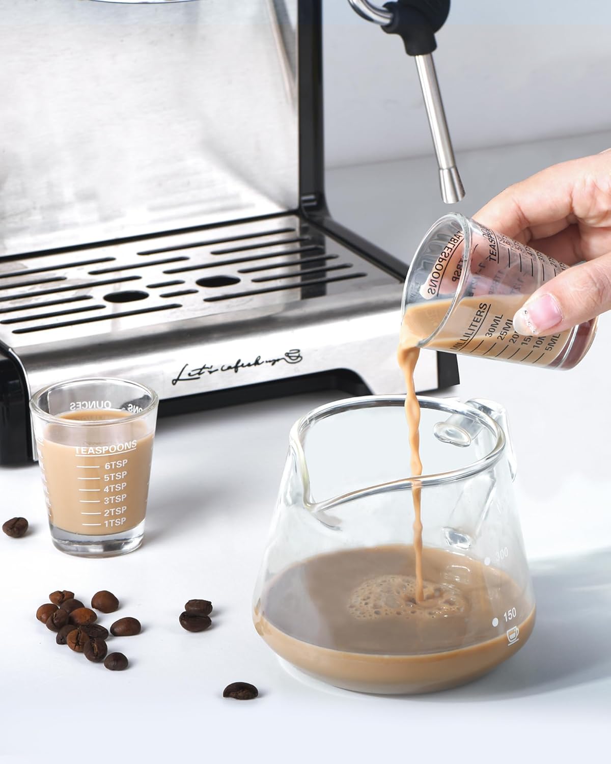 Shot Glasses Measuring Cup Set 6 Pack Espresso Shot Glasses Liquid Heavy Glass 26-Incremental Measurement 1 OZ, 2 TBS, 6 TSP, 30 ML Kitchen Tools