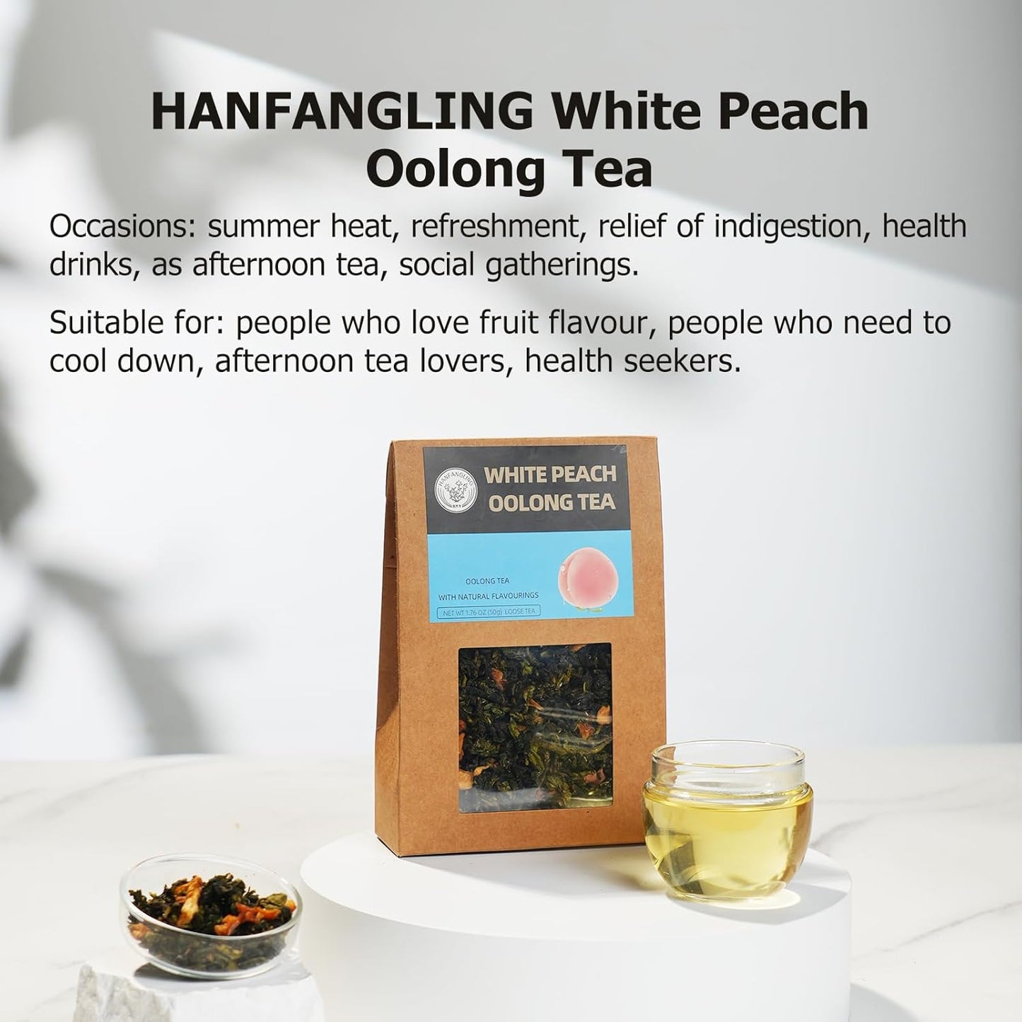 HANFANGLING Tea Gift Box, White Peach Oolong Tea, Jasmine Green Tea, Strawberry Black Tea, Three Fruit Tea Combinations, Beautifully Gift Boxed, Perfect as a Gift for Tea Love