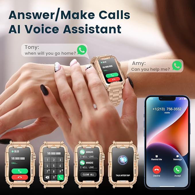 Smartwatch for Women Fitness Tracker Watch: Smart Watch with Answer/Make Call Heart Rate Blood Pressure Sleep Monitor Step Counter 100+ Sports Modes Waterproof 1.57" Activity Trackers for Android iOS