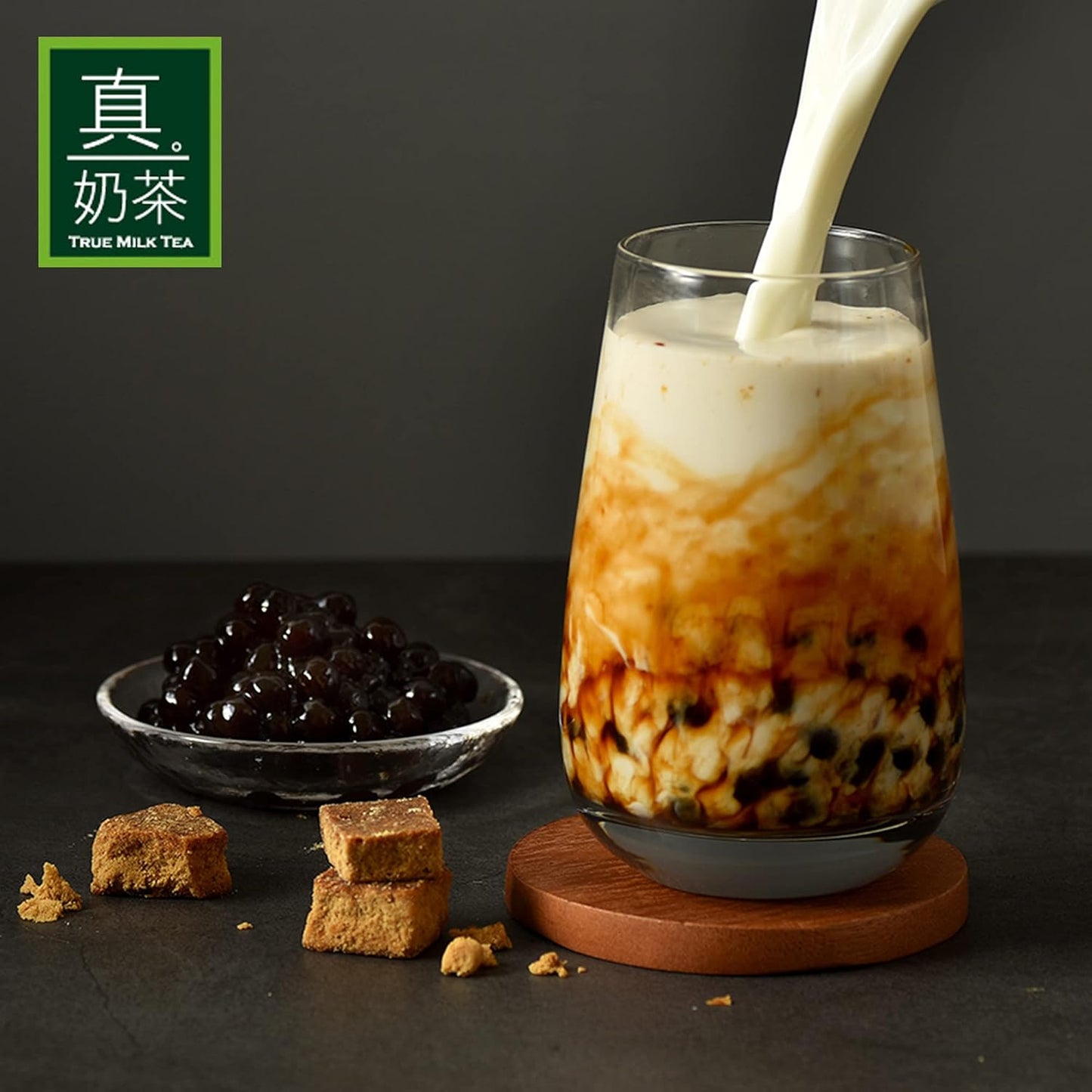 OKTEA Bubble Pearl Milk Tea with Brown Sugar Kit - Assam Blend, Slow-Roasted Brown Sugar, New Zealand Milk, Preservative-Free Tapioca, Serve Hot or Iced - Single Pack of 5 Servings