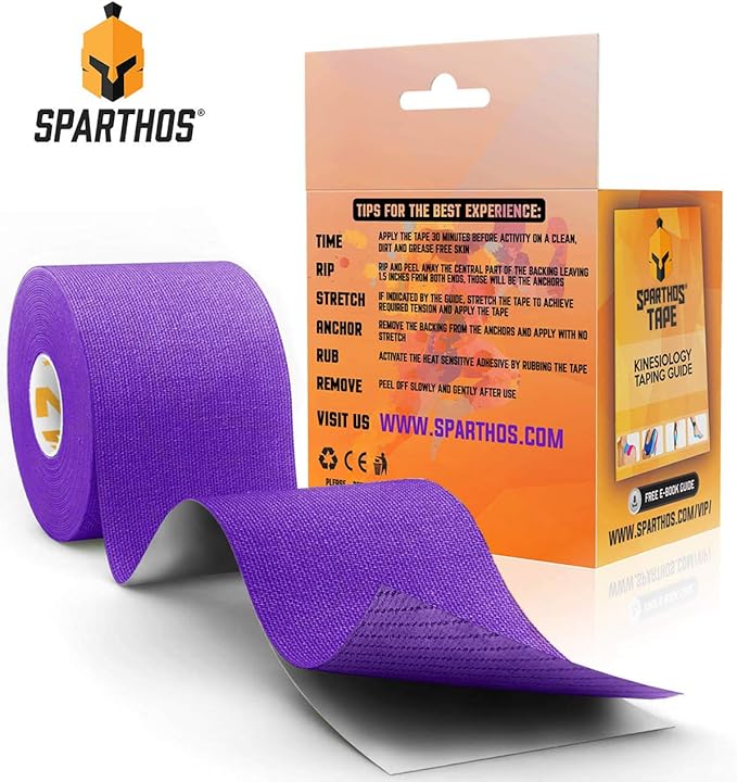 Sparthos Kinesiology Tape - Incredible Support for Athletic Sports and Recovery - Free Kinesiology Taping Guide! - Uncut 2 inch x 16.4 feet Roll