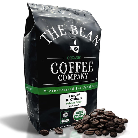 The Bean Organic Coffee Company Water Processed DECAF IL Chicco (Traditional Italian Roast), Dark Roast, Whole Bean Coffee, 5-Pound Bag