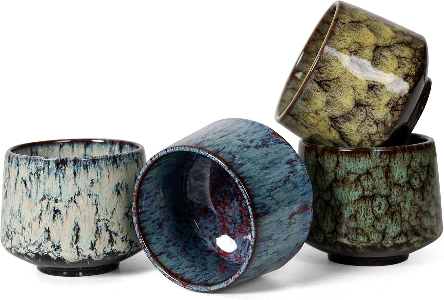 Ceramic Espresso Cups Set of 4, Espresso Coffee Mugs, Special Glazed Demitasse Cups Expresso Coffee Cup for Espresso Machine