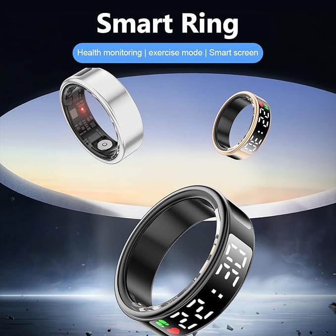 Smart Ring, Fitness Tracker Ring, Cordless Sports Health Tracker with APP, Support BT, IP68 Activity Tracker for Men Women Birthday Gift (#12)