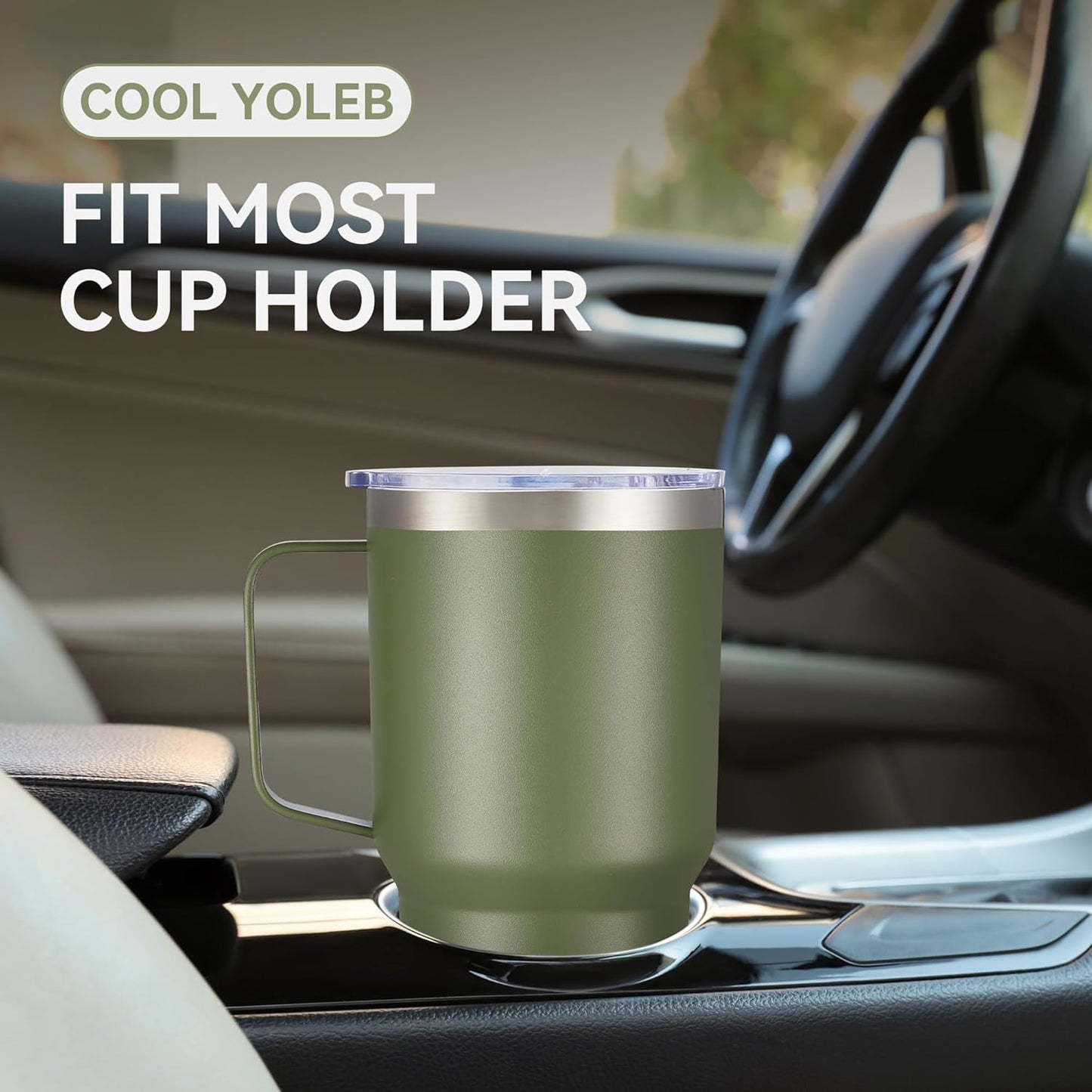 30 oz Tumbler with Handle and Lid, Stainless Steel Tumblers Bulk Double Wall Vacuum Insulated Travel Mug Leak Proof Cup Keep Drinks Cold and Hot Army Green, 8 Pack