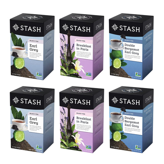 Stash Tea 6 Flavor The Earls Earl Grey Tea Assortment, 6 Boxes of 18 20 Tea Bags Each
