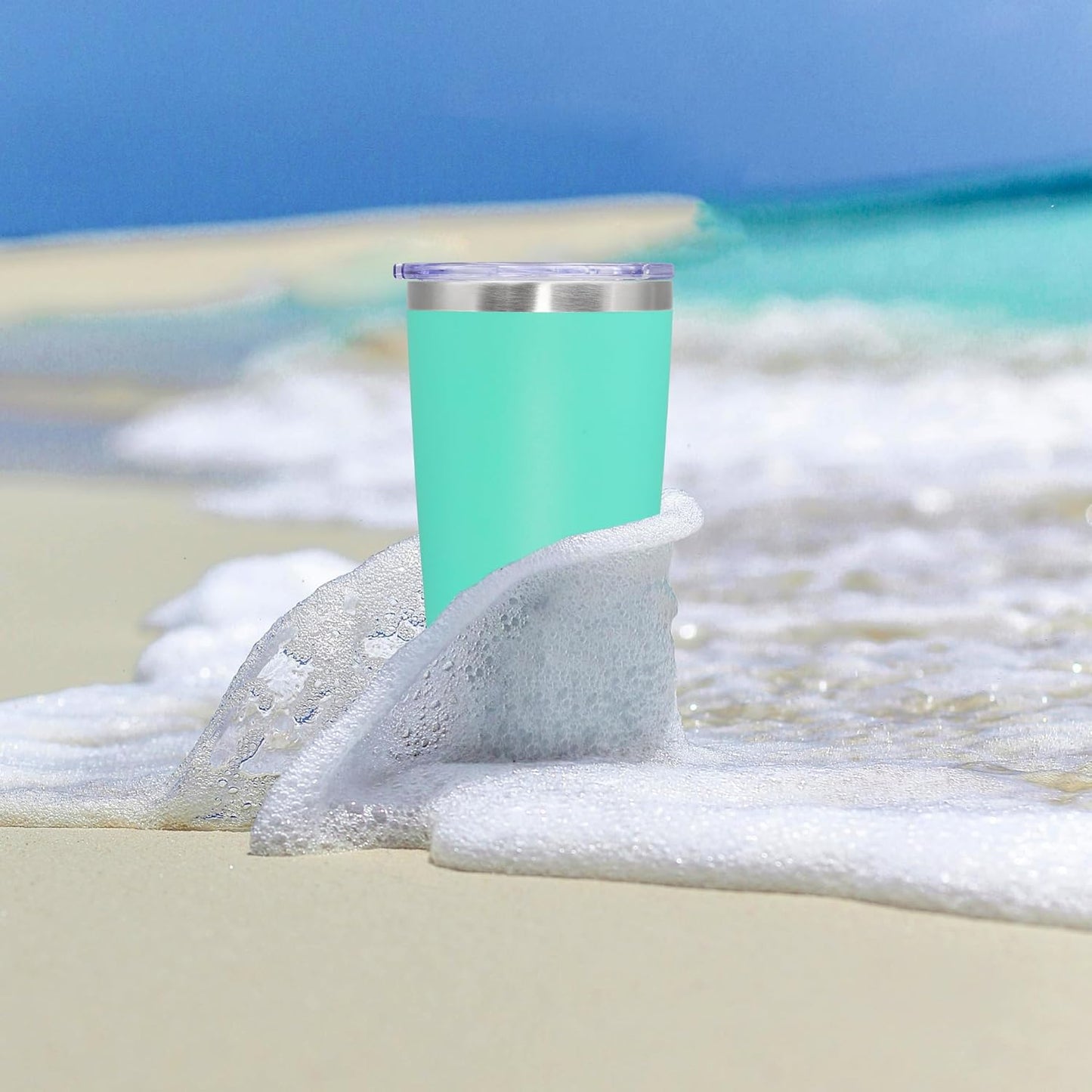 20 oz Tumbler Coffee Tavel Tumblers Bulk with Lid Stainless Steel Double Wall Vacuum Insulated Mug Powder Coated Cups fit Car Cupholder for Hot and Cold - Light Blue, 12Pack