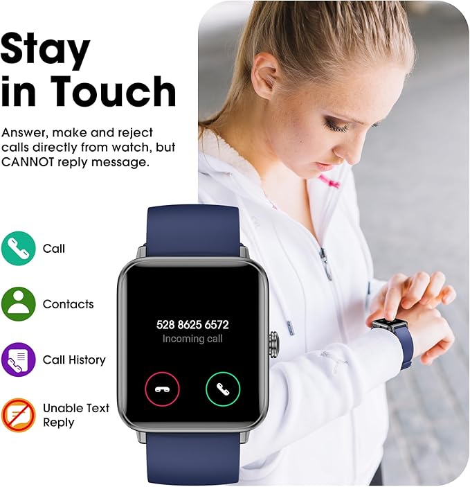Smart Watch (Answer/Make Call) for Women Men, Fitness Tracker with Heart Rate, Blood Oxygen, Sleep Tracker, IP68 Waterproof Fitness Watch Step Calorie Counter Pedometer Compatible iPhone & Android