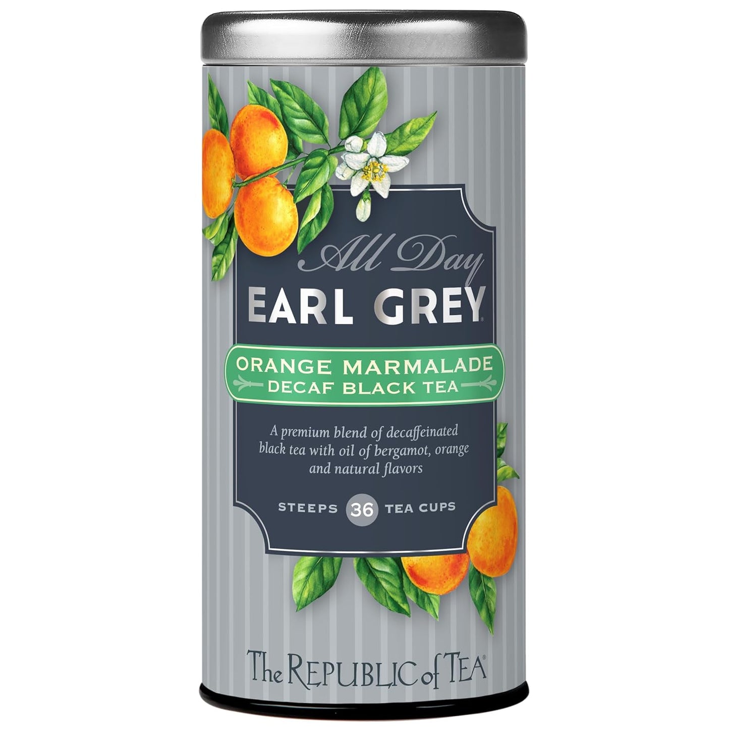 The Republic of Tea – All Day Earl Grey Orange Marmalade Decaf Black Tea, Naturally decaffeinated, 36 Tea Bags