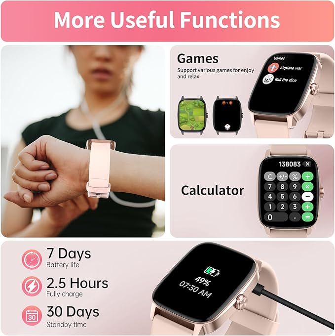 Smart Watch for Men Women, Bluetooth Calling, AI Built-in, IP68 Waterproof, Fitness Tracker, Sleep Monitoring, 1.85'' DIY Dial, 100+ Sports Modes, 7 Days Battery, Compatible with Android & iPhones