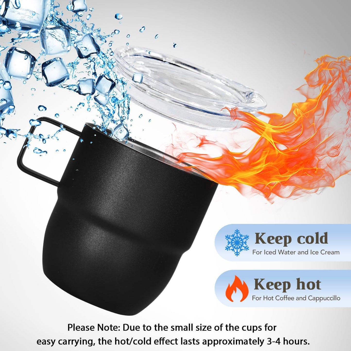 4oz Espresso Cup Set of 2, Insulated Espresso Mug With Lid and Straw, Espresso Shot Glasses with Handle, Double Walled Stainless Steel Small Expresso Shots Cup for Coffee