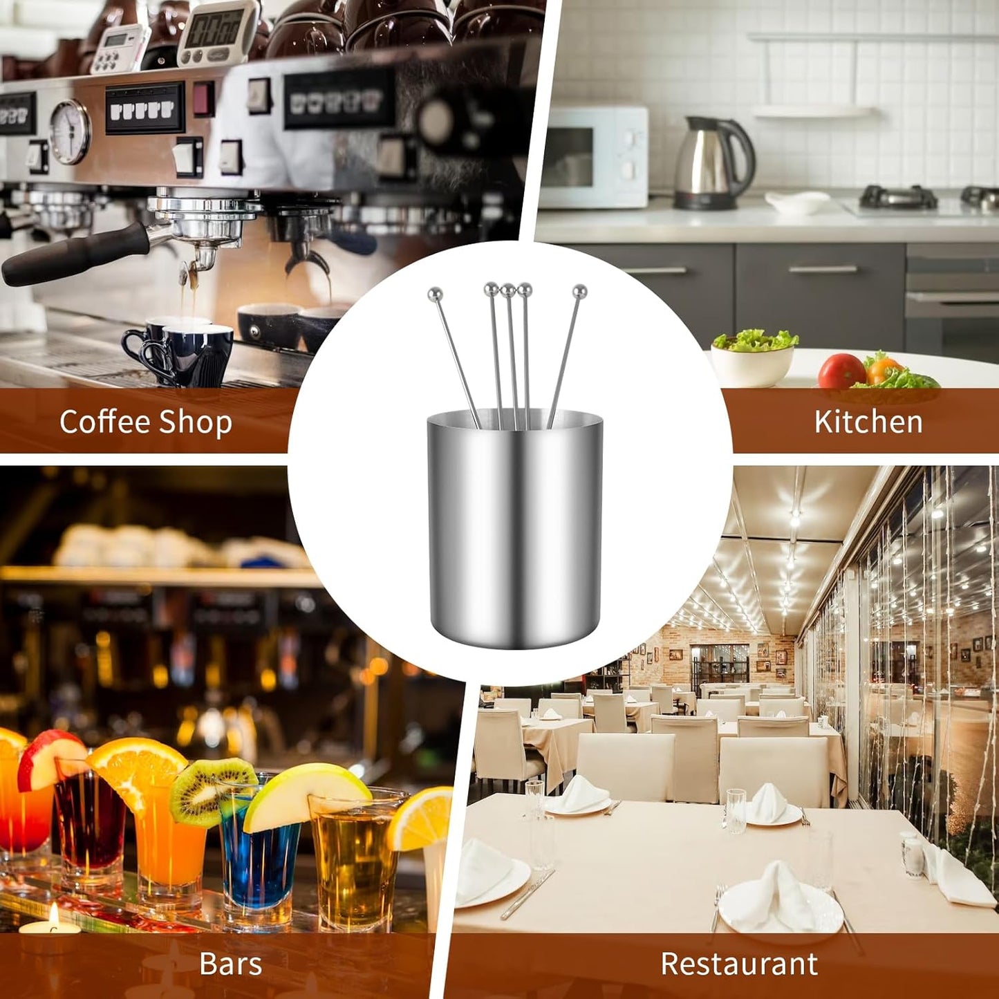 5 Pieces 7.4 Inch Stainless Steel Coffee Stirrers Holder Stainless Steel Swizzle Stick Coffee Stirrers Reusable Stir Sticks for Cocktails Coffee Whiskey