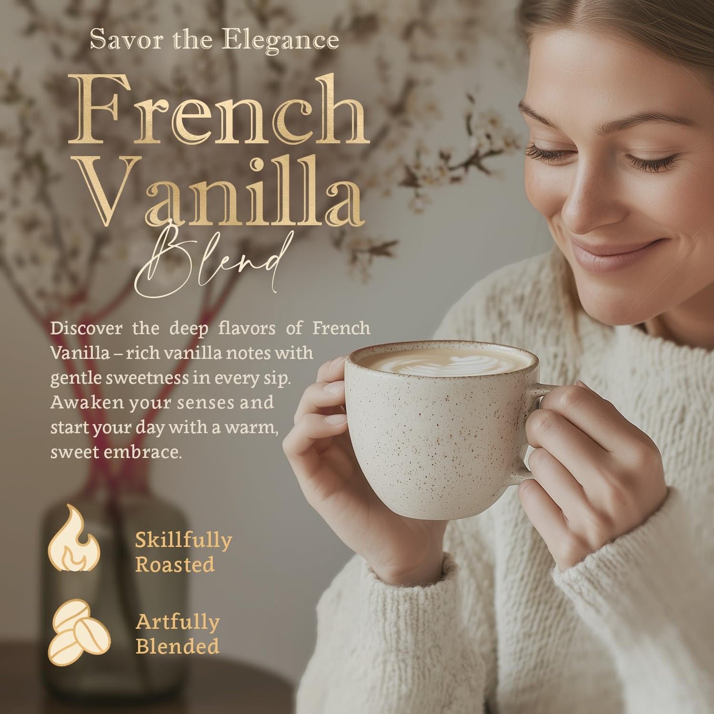 French Vanilla Flavored Whole Bean Coffee – 100% Arabica, Single Origin, Medium Roast, USDA Organic, No Sugar Added, Naturally Sweetened – by Coffea Flavor