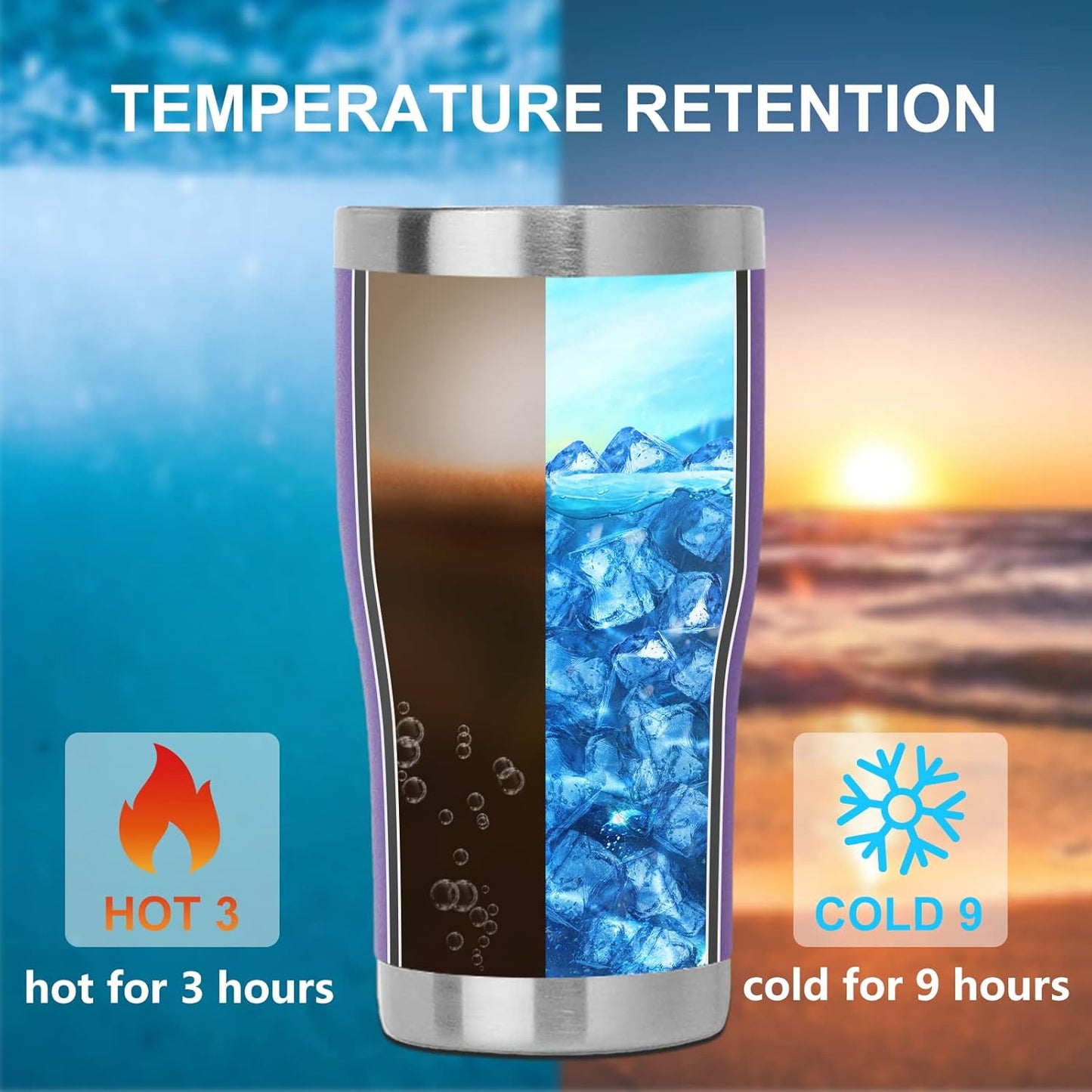 DOMICARE 20oz Tumbler with Lid Stainless Steel Tumblers Bulk, Double Wall Vacuum Insulated Coffee Travel Mug Powder Coated Tumbler, 8 Pack Purple