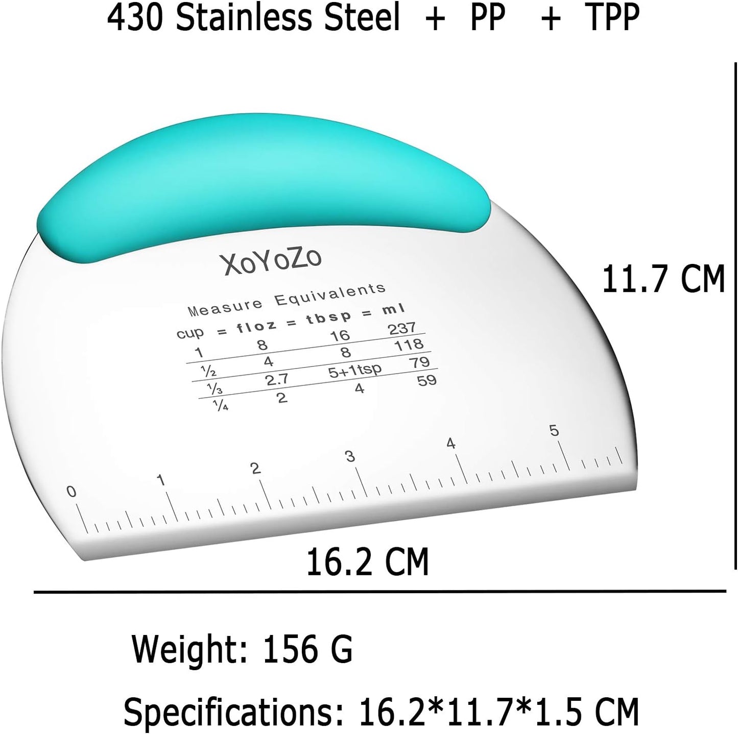 1 pcs Dough Pastry Scraper Chopper/Stainless Steel Dough Scraper Cutter with Ergonomic Rubber Non-Slip Grip/Dough Scraper Cutter/Pro Pastry Pizza Cutter Chopper (Blue)